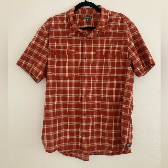 Toad&Co Smythy Short Sleeve Shirt Red Plaid Button Front Outdoors Comfy Chores - Picture 3 of 12